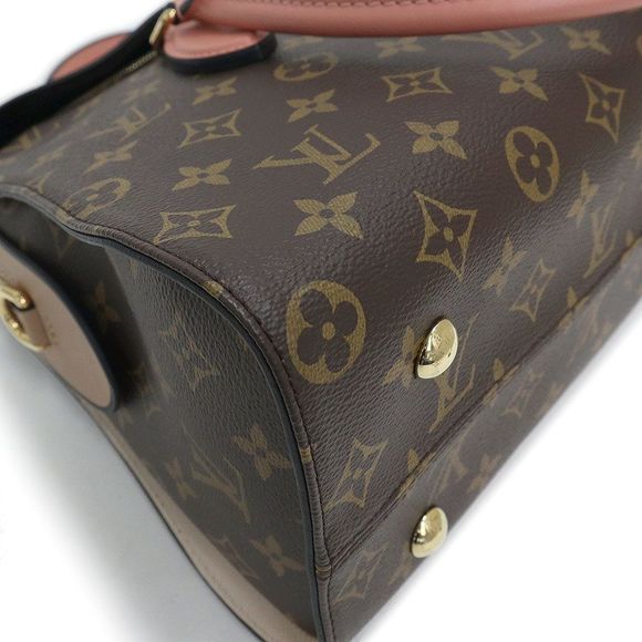 Tuileries Tote 2WAY Shoulder Bag Handbag Monogram Leather Sesame Peche Brown - Picture 8 of 9